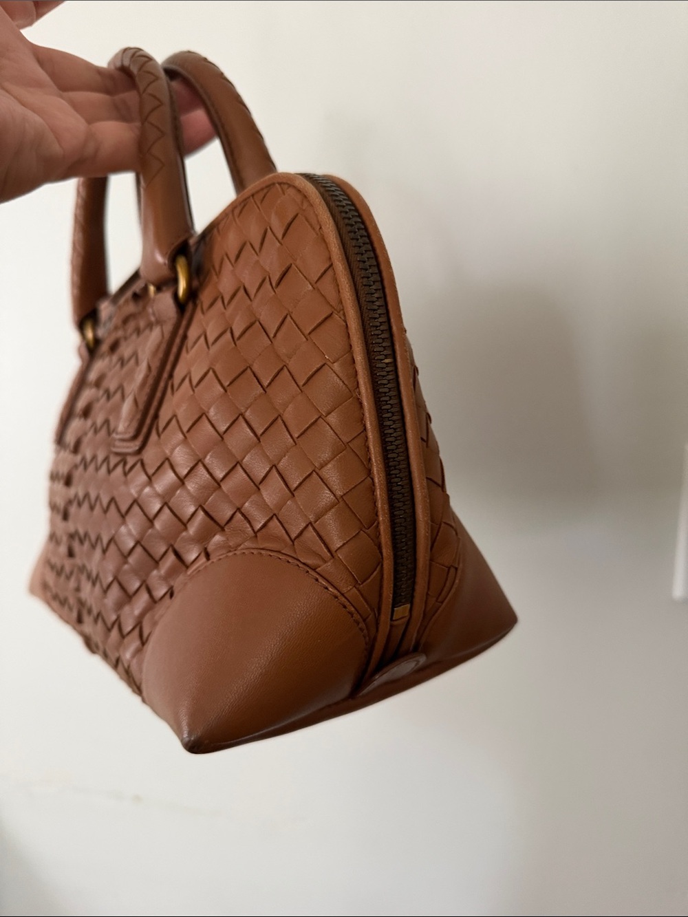 Bottega Veneta Intrecciato Leather Satchel - Cognac Brown - Picture 2 of 15
